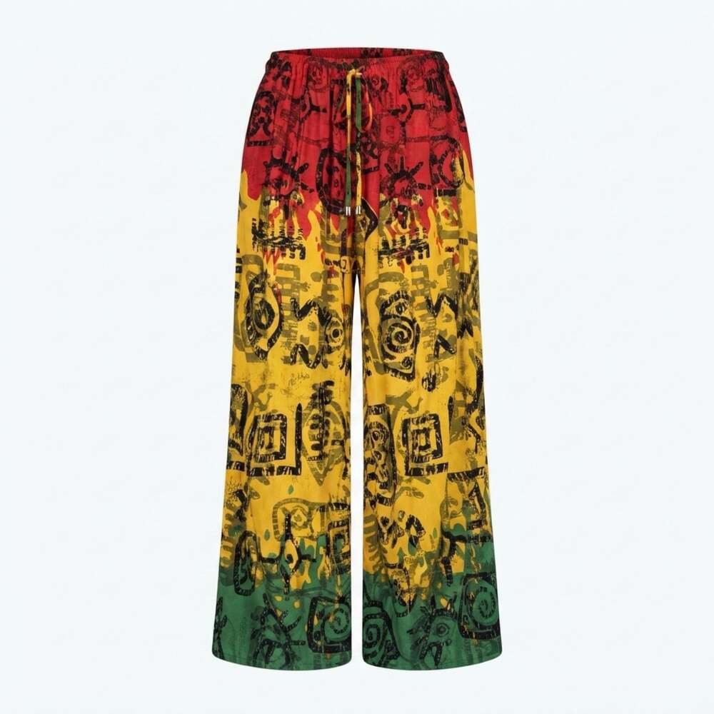 Nf Brand Printed Drawstring Wide-Leg Palazzo Pants